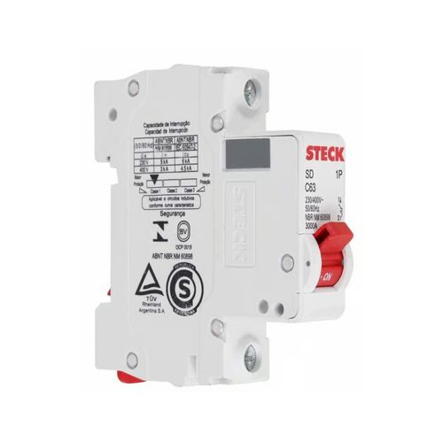 Disjuntor Steck Din Monofásico 63A SDD61C63