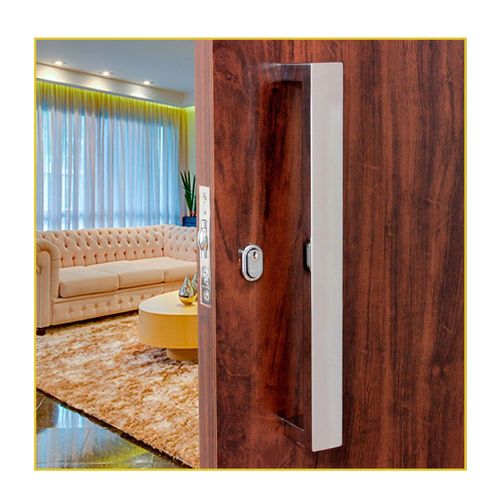Puxador WF Lisboa 100Cm Duplo Vidro/Madeira Inox Polido