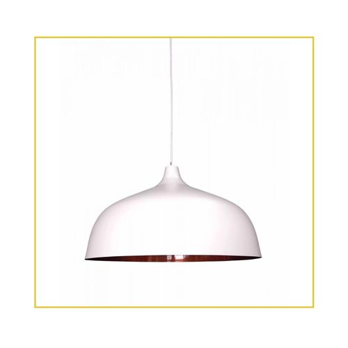 Pendente Kin Luxor Cúpula de Alumínio 1xE27 46cm Branco com Cobre — Ref. PD460/BC-CO