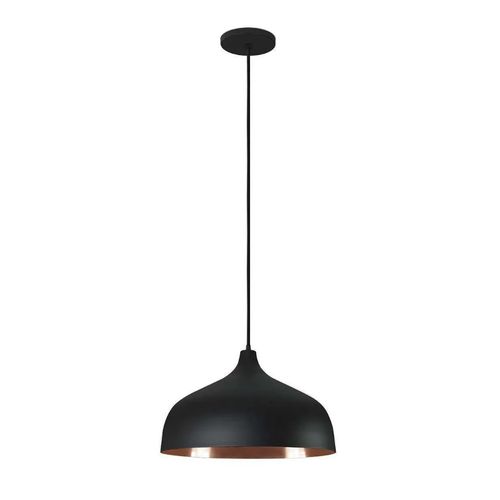 Pendente Kin Luxor Cúpula de Alumínio 1xE27 46cm Preto e Cobre — Ref. PD460/PT-CO