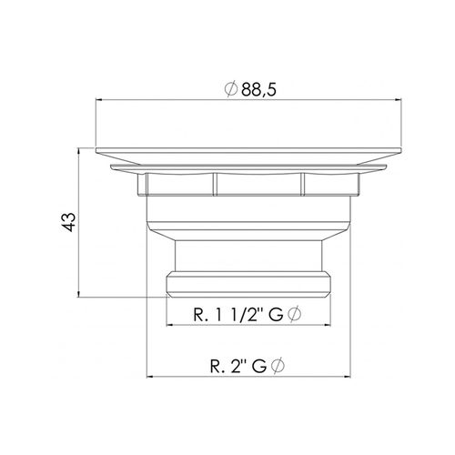 Válvula para Pia de Cozinha 3.1/2" x 1.1/2" Cromado com Cesto Metálico Esteves — Ref. VVA228CWB