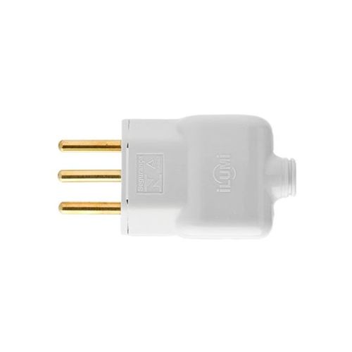 Plugue Ilumi Pino Macho Cabo 2P T Branco 10A 14350