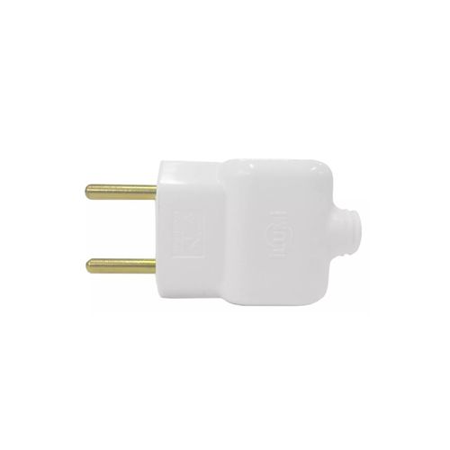 Plugue Ilumi Pino Macho Cabo 2P Branco 10A 14240