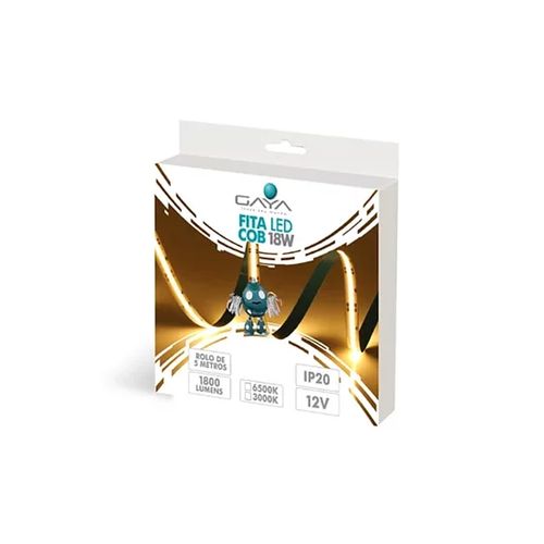 Fita Gaya Cob 12V 5 Metros 18W IP20 4000K 9372 (1800 Lúmens por Metro)