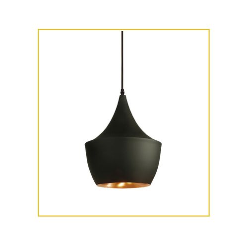 Pendente Taschibra TD 901 Pentagono 25x35Cm Preto / Dourado 1XE27