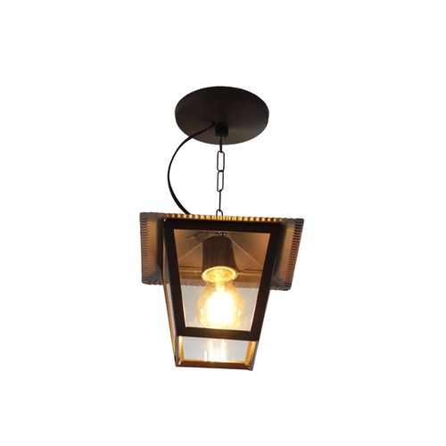 Pendente Ideal Aco Vintage Marrom V. Transp 1XE27 L-4-C