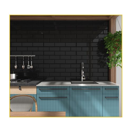 Azulejo Cerâmico Vivence 39x75 York Preto Retificado Brilhante 339.014 - LA