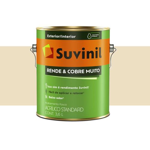 Tinta Suvinil Rende e Cobre Muito Fosco Marfim 3,6 Litros 50345762