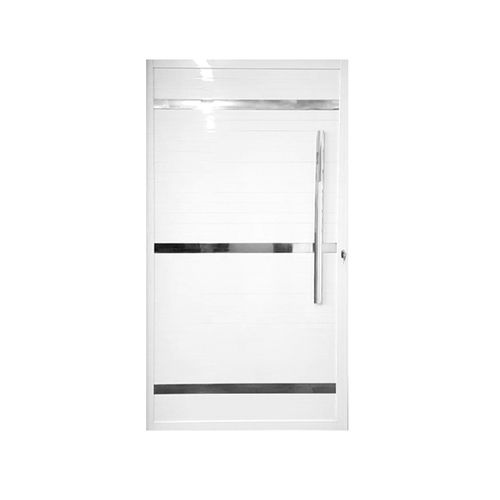 Porta Alumínio MGM 220x110x8Cm Branca Pivotante Lambri com Puxador - Direita