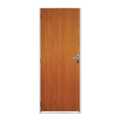 Kit Porta MGM Mogno Batente de Aço BR 217x80x06D ID 27609 - Direita - Madeira/Aço