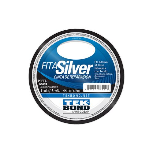 Fita Tek Bond Silver Preta 48mmx5m