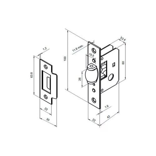 Fechadura Imab FA-1550 Cromado com Rolete FA1550000CR00