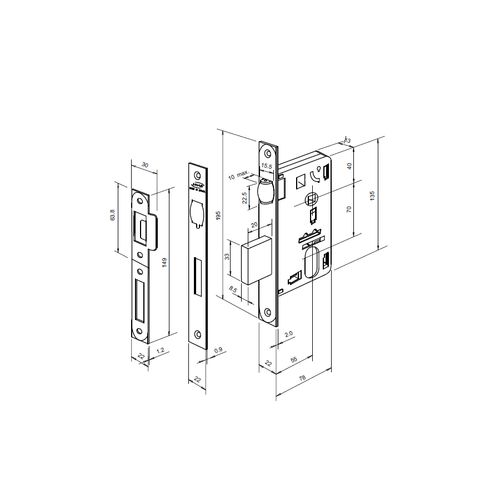 Fechadura Imab 1710 E-77 Cromado com Rolete Ros.Red.EZ1710G10CR00