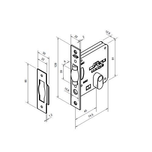 Fechadura Imab AUX 2791 INX com Rolete CIL 3000 ZMK XP FA2791K30XP00