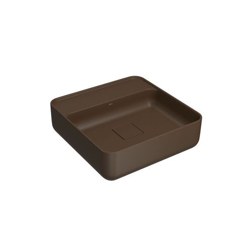 Cuba Deca Apoio 40x40x13,5cm Quadrada com Mesa Marrom Fosco L.11040.M.22