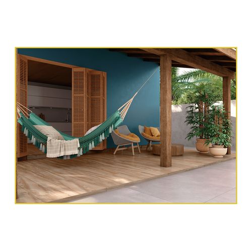 Piso Porcelanato Elizabeth 20,5x125 Peroba Bege Externo Esmaltado Retificado