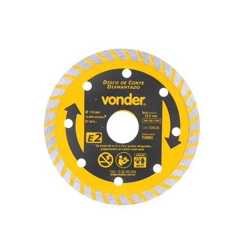 Disco Vonder Diamantado 110mm E2 22,22mm 1268202000 para Esmerilhadeira