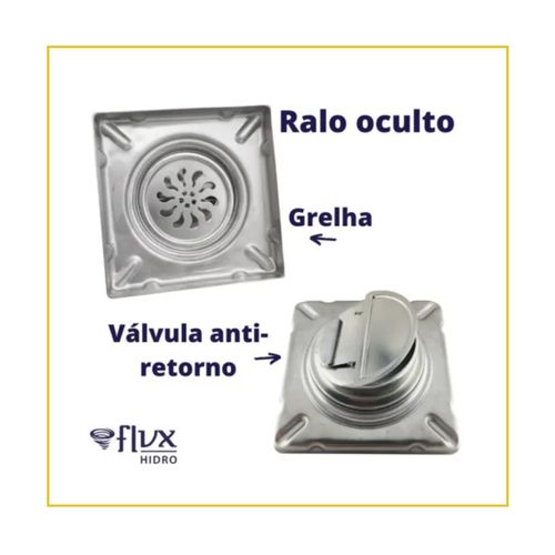 Ralo FLVX Oculto Duplo Inox - 10X10cm Rod-10