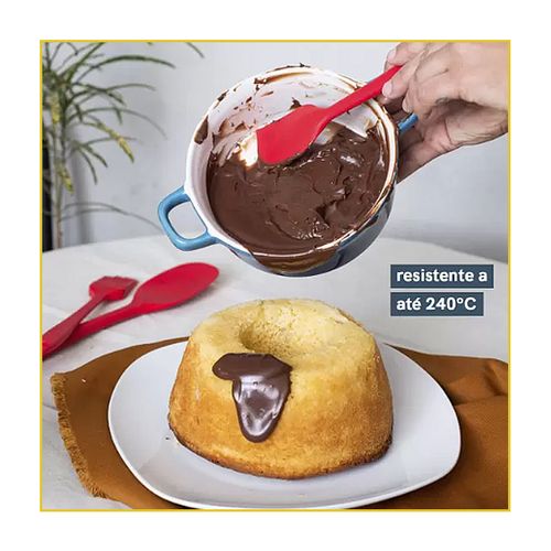 Espatula de  Silic Oikos Dupla Reta Pão Pequeno Vermelho COZ00471VER