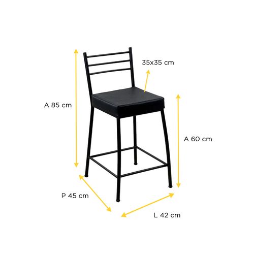 Banco Metalnew Paris 60cm Preto 3001