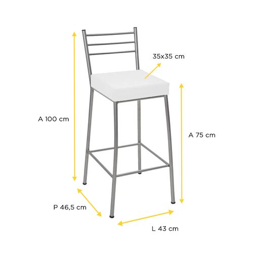Banco Metalnew Paris 75cm Prata Brancoanco 3015
