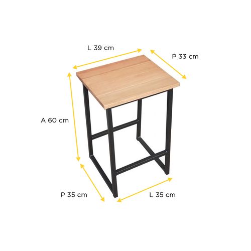 Banco Metalnew Genova 60cm Preto 3300