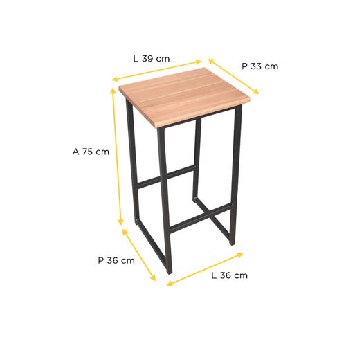 Banco Metalnew Genova 75cm Preto 3301