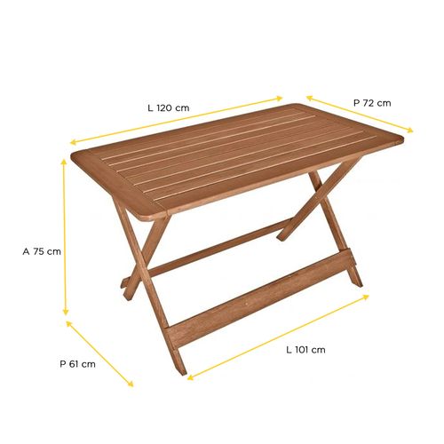 Mesa Metalnew Dobravel Lyptus madeira 120X72cm 6003