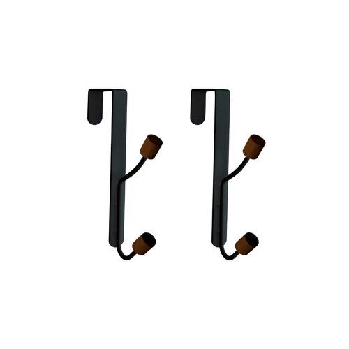 Kit Oikos 2 Cabideiros com Gancho para Porta Preto Lav01139Pt