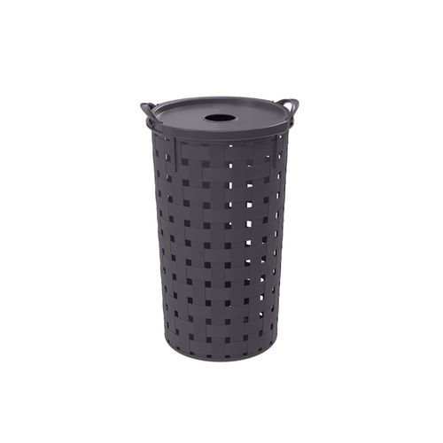 Cesto Plasutil Redondo Alto Fita para Roupa 37 Litros Cinza 15022