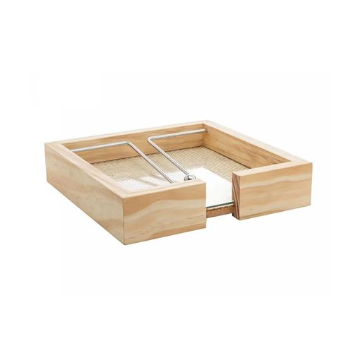 Porta Guardanapo Madeira  Wolff com Fundo Sisal Aramado 21X21X4cm13624