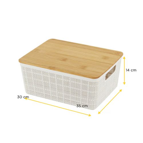 Caixa Oikos Organiza com Tampa Bambu 4 Litros Branco LAV01834BRC