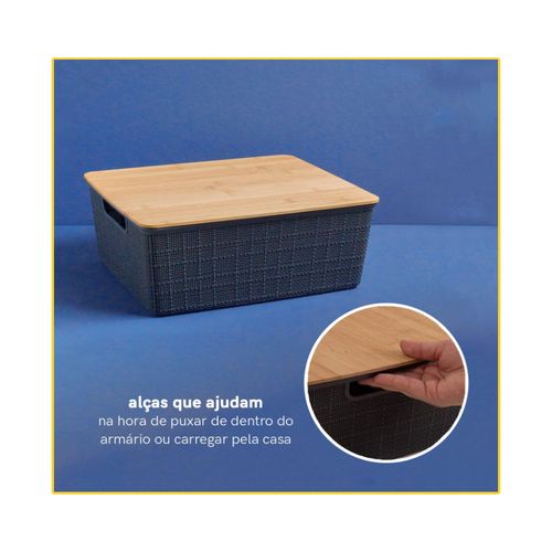 Caixa Oikos Organiza com Tampa Bambu 12 Litros Cinza LAV01835CZC