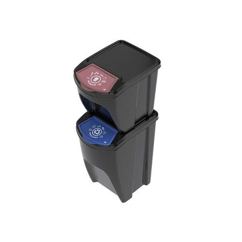Kit Lixeira Plasutil Reciclavel E-Black Org Empilhavel 20L/3
