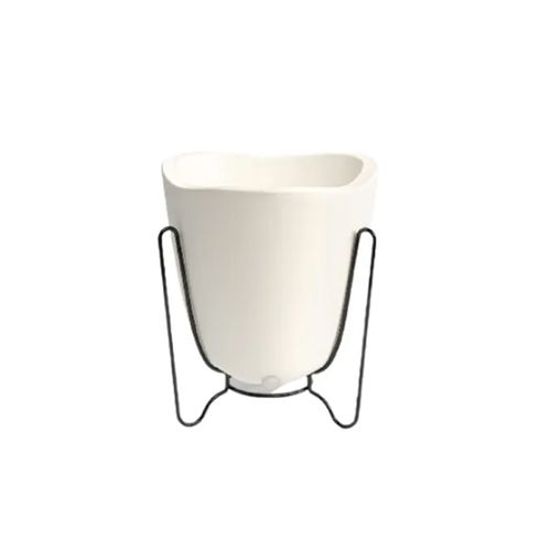 Vaso Floridis Tryas Sup Metal/Madeira 17X18 Branco 10160593/0749