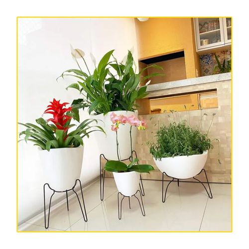 Vaso Floridis Tryas Sup Metal/Madeira 17X18 Branco 10160593/0749