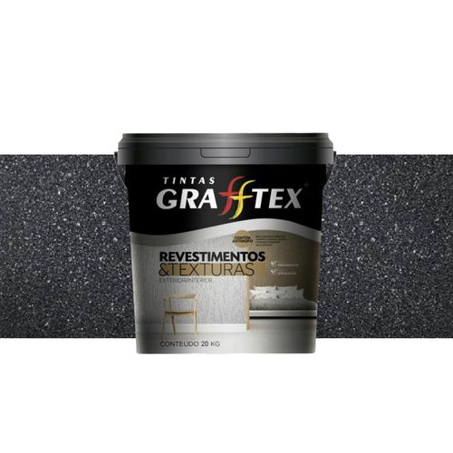 Textura Lidertex/Grafftex Pedras Naturais Cristal Dubai Preto Balde 20Kg