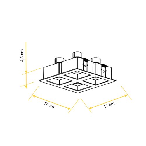 Spot New Line Flat Recuado Dicroica 50W 4XGU10 Branco IN65042BT