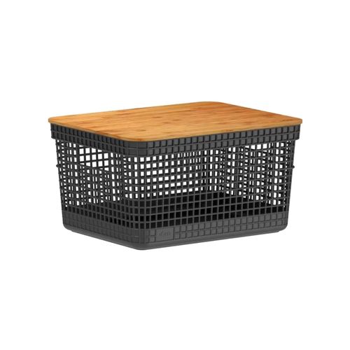 Cesto Grid Ou com Tampade Bambu 8 Litros Fechado CG 255 PTF
