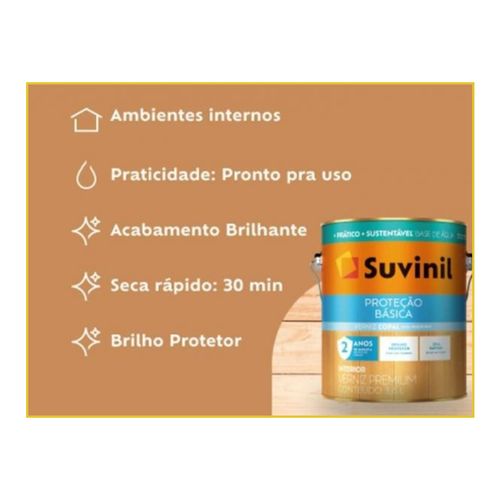 Verniz Suvinil Proteção Basica Brilhante Transparente 3,6 Litros 50739860