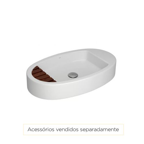 Cuba Deca L-1045M Apoio Oval com Mesa Saboneteira Madeira 17 Branco