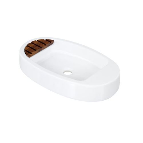 Cuba Deca L-1045M Apoio Oval com Mesa Saboneteira Madeira 17 Branco