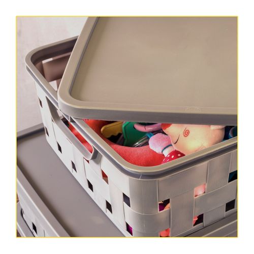 Caixa Organizador Plasutil com Tampa Fita 11 Litros Cinza 15026