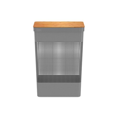 Cesto de Roupas Ou Grid com Tampa Bambu 49 Litros Fechado CG 455 PTF