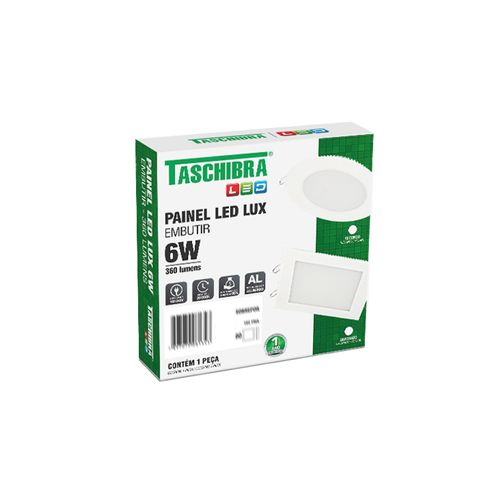 Embutido Taschibra 11,6x11,6x1,5Cm Led 6W 6500K Quadrado 15090176