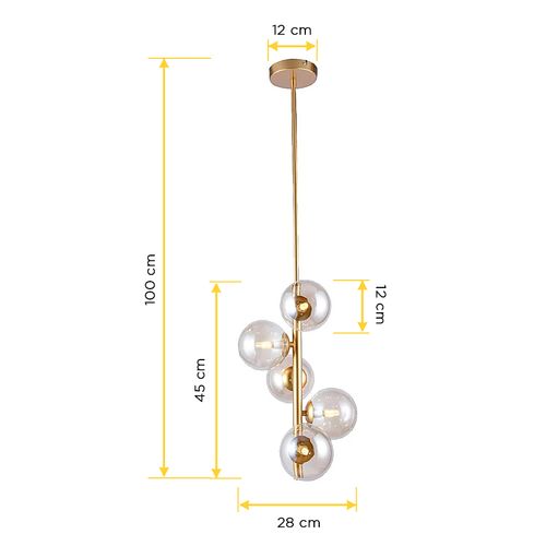 Pendente Orluce Cosmos I Dourado Vidro Transparente Vert. 5XG9 OR1180