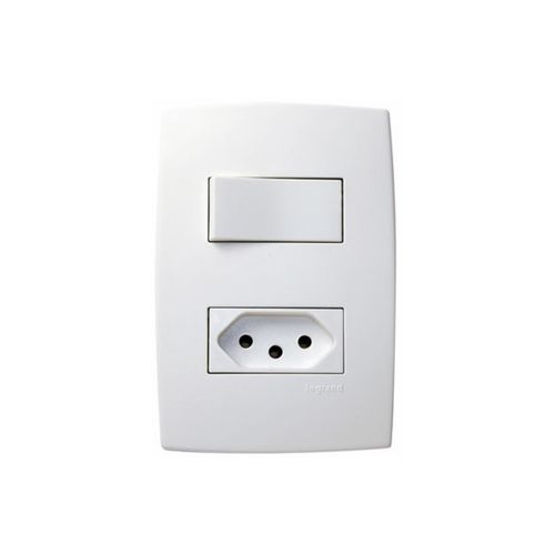 Interruptor Pial Plus 615074 4X2 1 Simples 1 Tomada 2P T BR 10A NBR14136