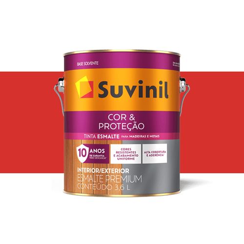 Tinta Suvinil Esmalte Cor e Proteção Brilhante Vermelho 3,6 Litros 53382115
