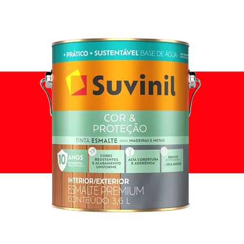 Tinta Suvinil Esmalte Seca Rapido Brilhante Vermelho 3,6 Litros 53704410