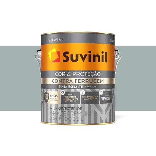 Tinta Suvinil Esmalte Contra Ferrugem Brilhante Cinza Medio 3,6 Litros 50581392